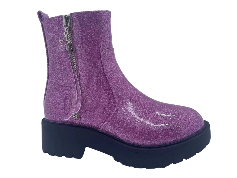 Botas antideslizantes de PU brillantes y elegantes para niñas