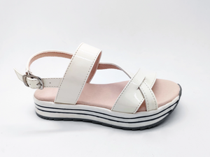 Sandalias de mujer con correa de hebilla de moda minimalista blanca