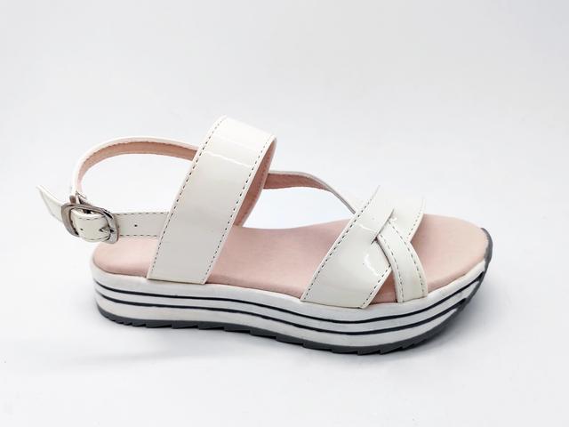 Sandalias de mujer con correa de hebilla de moda minimalista blanca