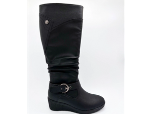 Botas de mujer con hebilla y tubo alto, elegantes y cálidas
