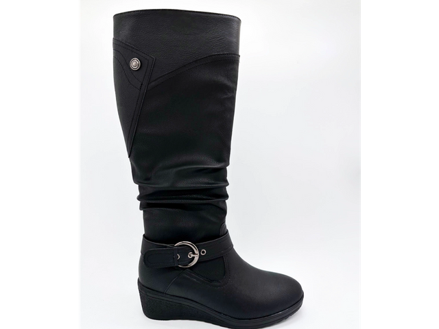 Botas de mujer con hebilla y tubo alto, elegantes y cálidas