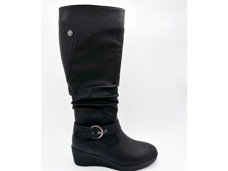Botas de mujer con hebilla y tubo alto, elegantes y cálidas