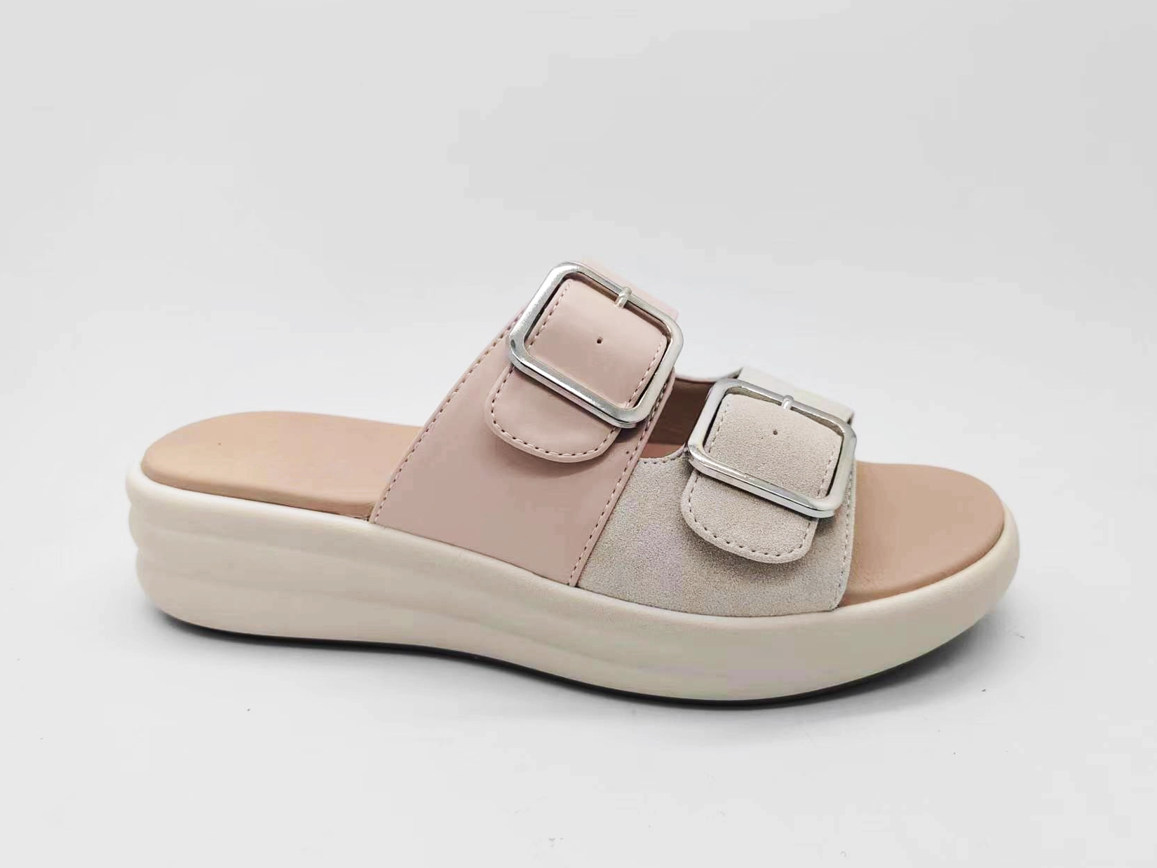 Sandalias de señora con correa de hebilla doble estable, cómoda y ajustable