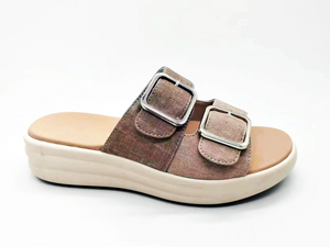 Sandalias de señora con correa de hebilla doble estable, cómoda y ajustable