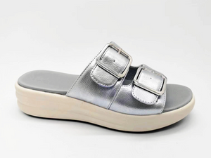 Sandalias de mujer llamativas clásicas plateadas que aumentan la altura
