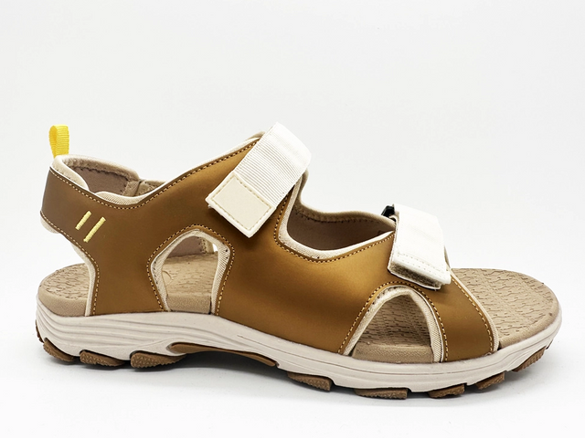Sandalias cómodas y elegantes con cierre de cinta mágica, color camel, versátiles para niños