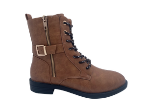 Botas marrones únicas de PU para niñas con cremallera